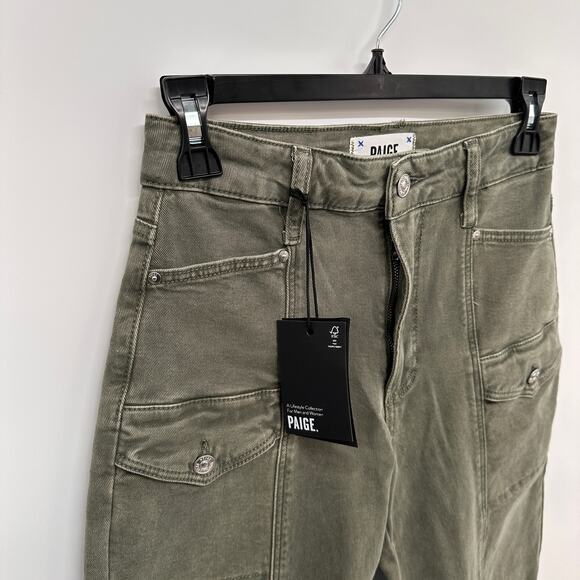 PAIGE DENIM NWT Alexis Cargo Barrel Leg Pant in Vintage Ivy Green // 25 - Picture 6 of 13